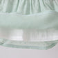 Green swiss dot cross sheep ruffle bloomer set