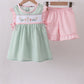 Green swiss dot cross sheep ruffle shorts set