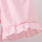 Green swiss dot cross sheep ruffle shorts set