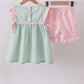 Green swiss dot cross sheep ruffle shorts set
