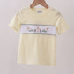 Yellow cross sheep embroidery top