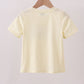 Yellow cross sheep embroidery top