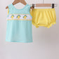 Summer lemon smocked bow bloomer set
