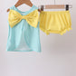 Summer lemon smocked bow bloomer set