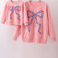 Peach hand-sewn bow mom&me sweatshirt