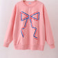 Peach hand-sewn bow mom&me sweatshirt