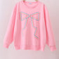 Pink hand-sewn bow mom&me sweatshirt