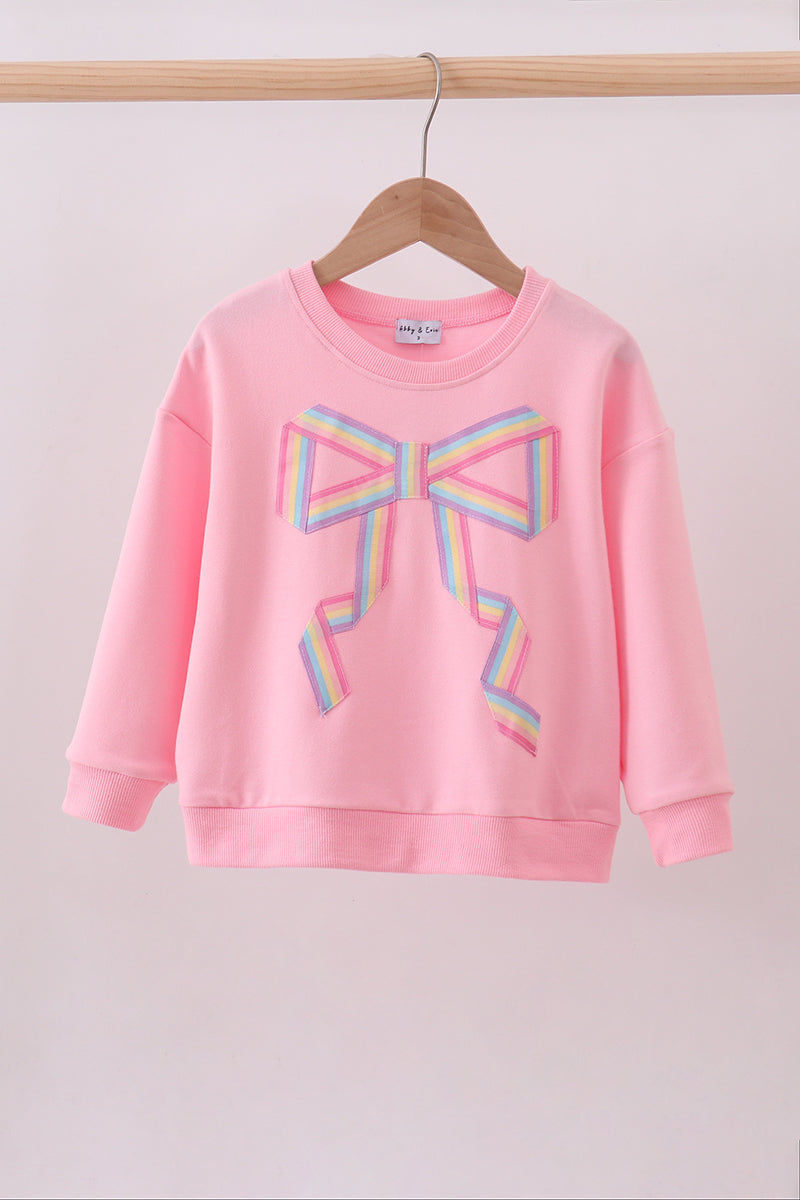 Pink hand-sewn bow mom&me sweatshirt