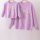 Purple hand-sewn bow mom&me sweatshirt