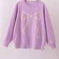Purple hand-sewn bow mom&me sweatshirt