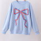Blue hand-sewn bow mom&me sweatshirt