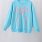 Blue bow hand-sewn mom&me sweatshirt