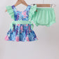 Blue marine creature print ruffle bloomer set