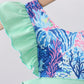 Blue marine creature print ruffle bloomer set
