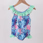 Blue marine creature print swimsuit