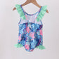 Blue marine creature print swimsuit