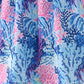 Blue marine creature print ruffle dress
