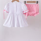 White cross smocked ruffle bloomer set
