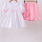 White cross smocked ruffle shorts set