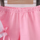 White cross smocked ruffle shorts set