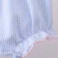 Blue seersucker bow smocked bloomer set