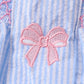 Blue seersucker bow smocked bloomer set