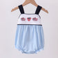 Blue character embroidery gingham bubble