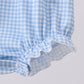 Blue character embroidery gingham bubble