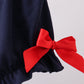 Blue character embroidery gingham bloomer set