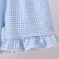 Blue character fireworks embroidery gingham ruffle shorts set