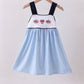 Blue character fireworks embroidery gingham dress