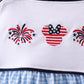 Blue character fireworks embroidery gingham dress