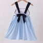 Blue character fireworks embroidery gingham dress