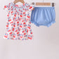 Blue cherry smocked bloomer set