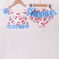 Blue cherry print 2pc ruffle swimsuit