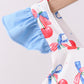 Blue cherry print 2pc ruffle swimsuit