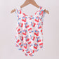 Blue cherry print ruffle swimsuit
