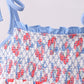 Blue cherry smocked ruffle shorts set