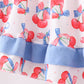 Blue cherry smocked ruffle shorts set