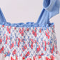 Blue cherry smocked tiered mom&me dress