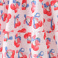 Blue cherry smocked tiered mom&me dress