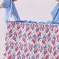 Blue cherry smocked tiered mom&me dress