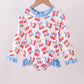 Blue cherry print rashguard
