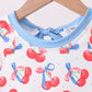 Blue cherry print rashguard