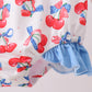 Blue cherry print rashguard
