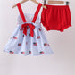 Blue flag embroidery seersucker bloomer set