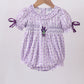 Lavender floral smocked ruffle bubble