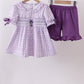 Lavender floral smocked ruffle shorts set