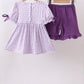 Lavender floral smocked ruffle shorts set