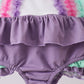 Purple lace rainbow ruffle one-piece swimsuit